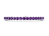 White gold Round Brilliant Amethyst Tennis Bracelet with Prong Setting_4