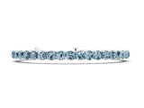 Silver 0.99 Carat Round Brilliant Aquamarine Tennis Bracelet with Prong Setting
