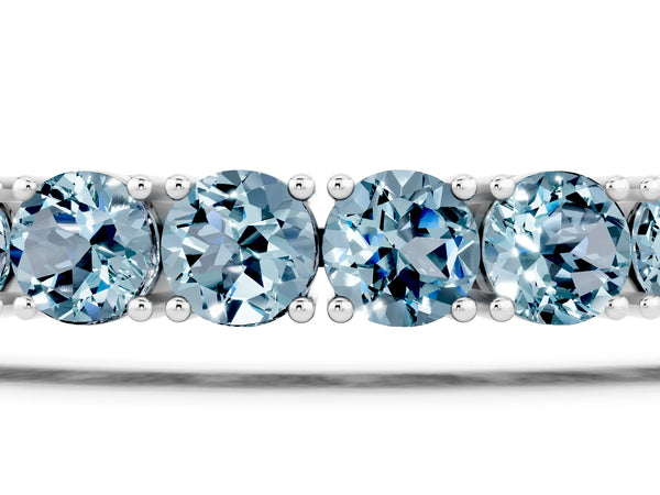 10K White Gold 5.66 Carat Round Brilliant Aquamarine Tennis Bracelet with Prong Setting