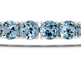 Silver 0.99 Carat Round Brilliant Aquamarine Tennis Bracelet with Prong Setting