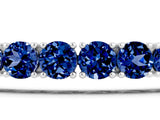 10K White Gold 3.52 Carat Round Brilliant Blue Sapphire Tennis Bracelet with Prong Setting