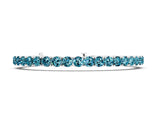 Silver 1.09 Carat Round Brilliant Blue Topaz Tennis Bracelet with Prong Setting