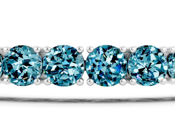 White gold Round Brilliant Blue Topaz Tennis Bracelet with Prong Setting