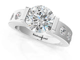 White gold Round Brilliant Channel-Set Diamond Ring with Bezel Prong Setting_15
