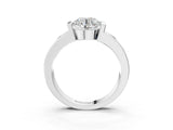 White gold Round Brilliant Channel-Set Diamond Ring with Bezel Prong Setting_17