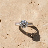 White gold Round Brilliant Channel-Set Solitaire Ring with Four-Prong Setting_15