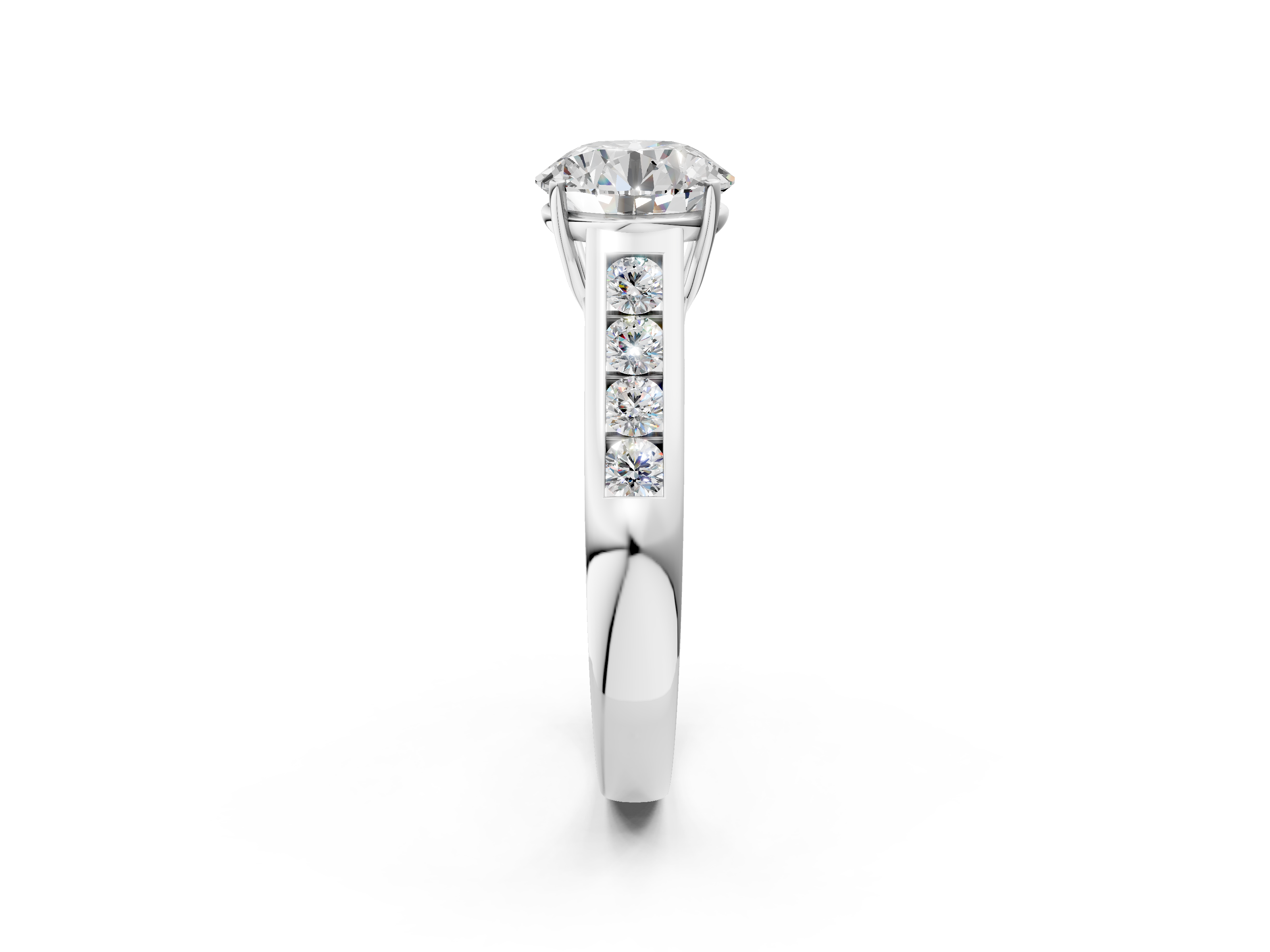 White gold Round Brilliant Channel-Set Solitaire Ring with Four-Prong Setting_41