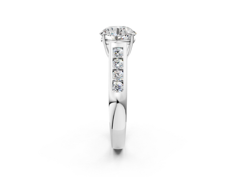 White gold Round Brilliant Channel-Set Solitaire Ring with Four-Prong Setting_41