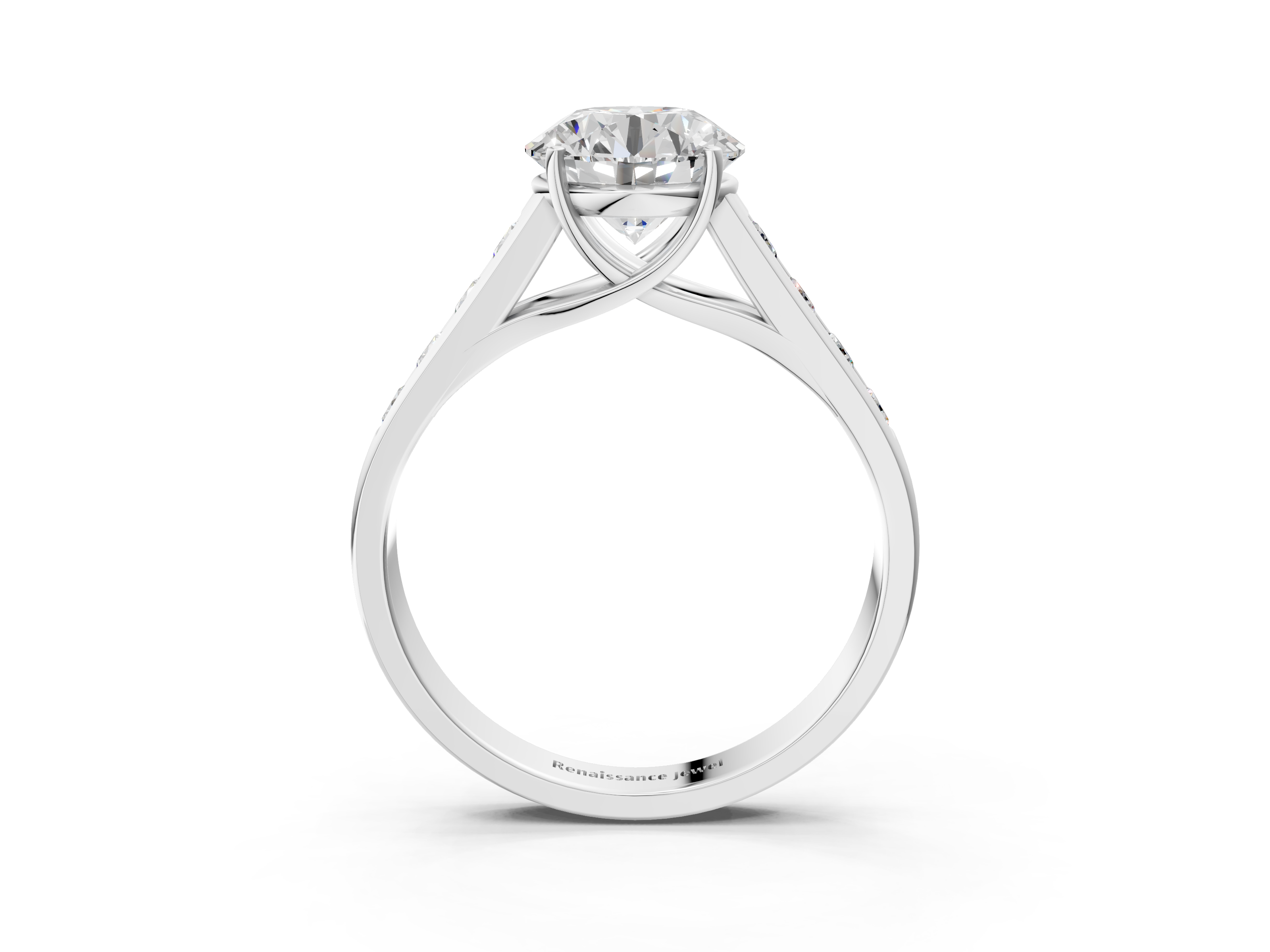 White gold Round Brilliant Channel-Set Solitaire Ring with Four-Prong Setting_42