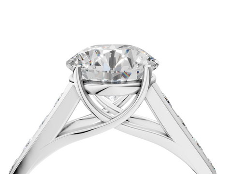 White gold Round Brilliant Channel-Set Solitaire Ring with Four-Prong Setting_43