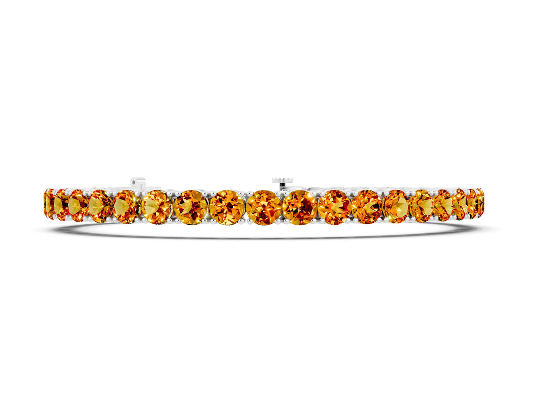White gold Round Brilliant Citrine Tennis Bracelet with Prong Setting_4