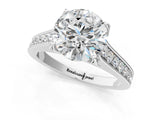 White gold Round Brilliant Cut Diamond Engagement Ring with Pavé Band and Four-Prong Setting_100