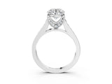 White gold Round Brilliant Cut Diamond Engagement Ring with Pavé Band and Four-Prong Setting_102