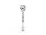 White gold Round Brilliant Cut Diamond Engagement Ring with Pavé Band and Four-Prong Setting_108