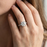 White gold Round Brilliant Cut Diamond Engagement Ring with Pavé Band and Four-Prong Setting_14