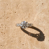 White gold Round Brilliant Cut Diamond Five-Stone Prong Set Engagement Ring with Channel Band_15