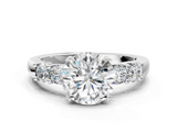 White gold Round Brilliant Cut Diamond Five-Stone Prong Set Engagement Ring with Channel Band_21