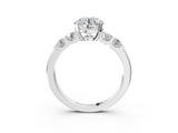 White gold Round Brilliant Cut Diamond Five-Stone Prong Set Engagement Ring with Channel Band_24