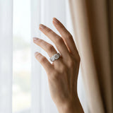 White gold Round Brilliant Diamond Channel Set Wide Band Ring with Bezel Setting_12