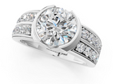 White gold Round Brilliant Diamond Channel Set Wide Band Ring with Bezel Setting_39