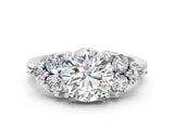 White gold Round Brilliant Diamond Cluster Accent Solitaire Ring with Prong Setting_101