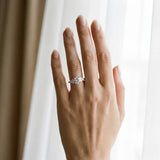White gold Round Brilliant Diamond Cluster Accent Solitaire Ring with Prong Setting_21