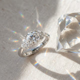 White gold Round Brilliant Diamond Cluster Accent Solitaire Ring with Prong Setting_24
