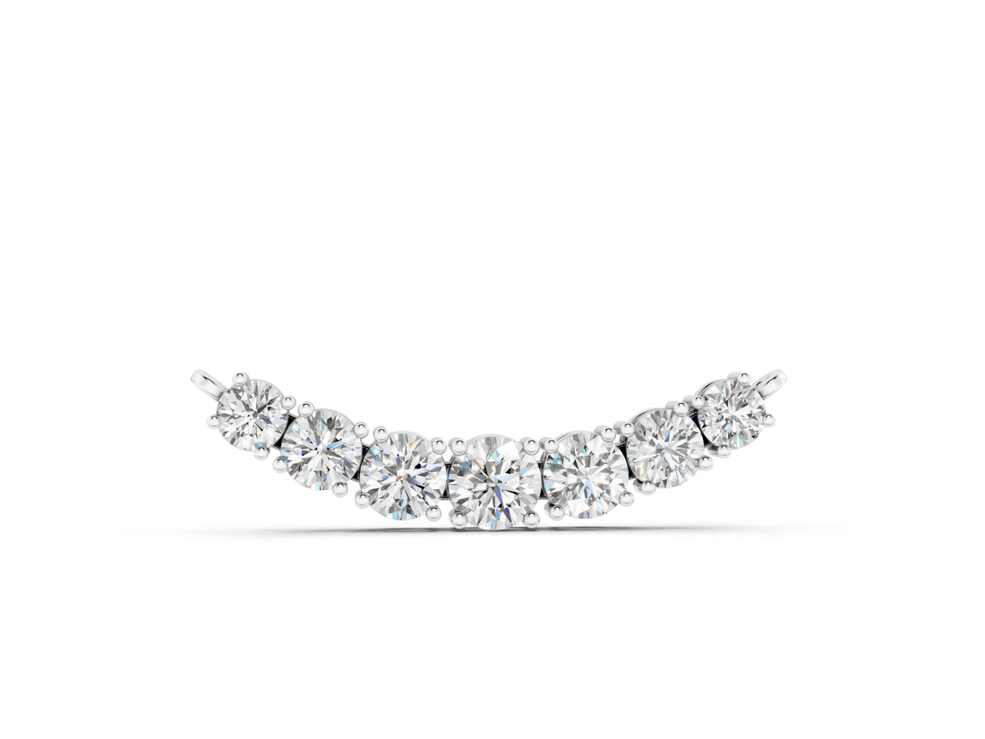 White gold Round Brilliant Diamond Curved Bar Necklace with Prong Setting_2