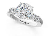 White gold Round Brilliant Diamond Five-Stone Engagement Ring with Prong Setting on a Classic Band_56