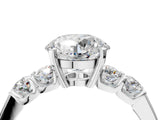 White gold Round Brilliant Diamond Five-Stone Engagement Ring with Prong Setting on a Classic Band_59