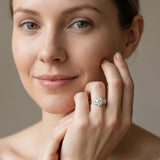 White gold Round Brilliant Diamond Floral Cluster Solitaire with Marquise and Pear Accents in Four-Prong Setting_23