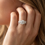 White gold Round Brilliant Diamond Floral Cluster Solitaire with Marquise and Pear Accents in Four-Prong Setting_24