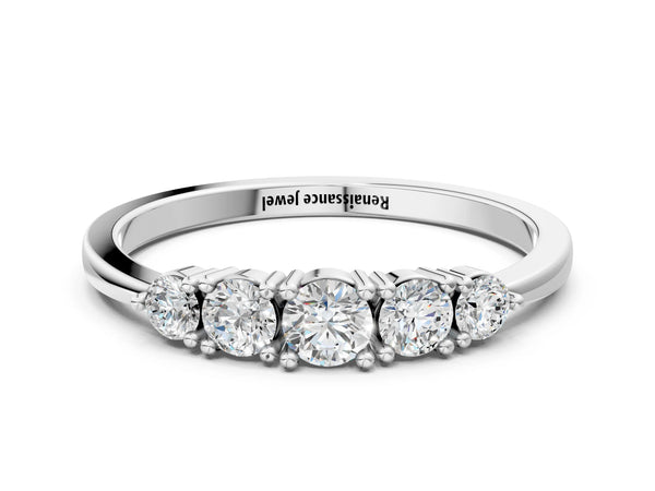 White gold Round Brilliant Diamond Half-Eternity Band with Prong Setting