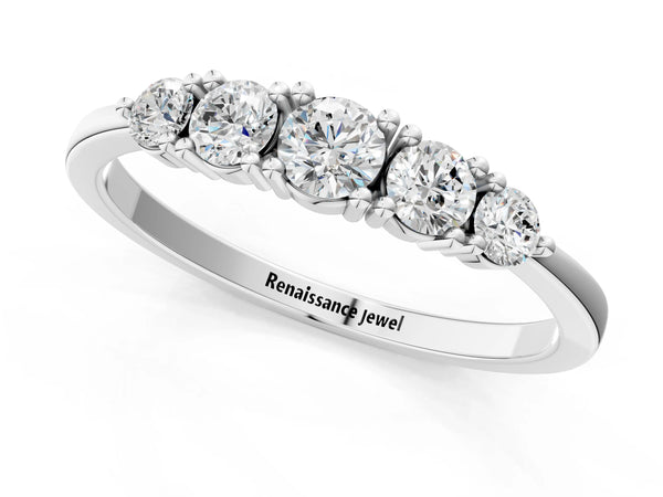 Platinum Round Brilliant Diamond Half-Eternity Band with Prong Setting