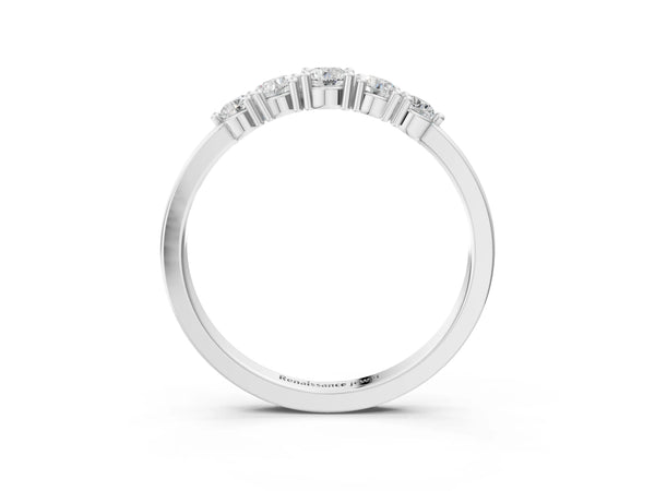 White gold Round Brilliant Diamond Half-Eternity Band with Prong Setting