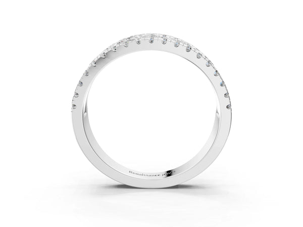 White gold Round Brilliant Diamond Infinity Twist Pave Band with Prong Setting
