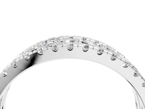 White gold Round Brilliant Diamond Infinity Twist Pave Band with Prong Setting
