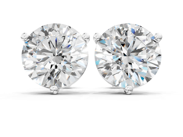 Silver Round Brilliant Diamond Martini Stud Earrings