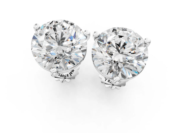 Silver Round Brilliant Diamond Martini Stud Earrings