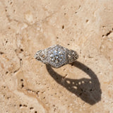 White gold Round Brilliant Diamond Milgrain Filigree Halo Ring_9