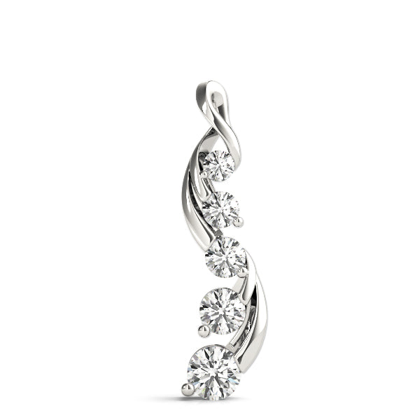 Silver Round Brilliant Diamond Prong Set Pendant