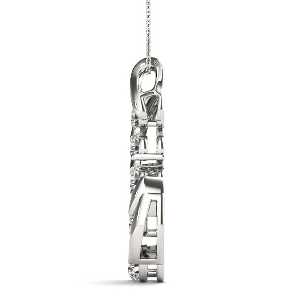 Silver Round Brilliant Diamond Prong Set Pendant