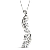 White gold Round Brilliant Diamond Prong Set Pendant