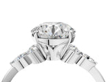 White gold Round Brilliant Diamond Solitaire Ring with Pear Side Stones and Four-Prong Setting_64