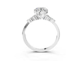 White gold Round Brilliant Diamond Solitaire Ring with Pear Side Stones and Four-Prong Setting_69