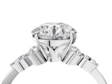 White gold Round Brilliant Diamond Solitaire Ring with Pear Side Stones and Four-Prong Setting_90