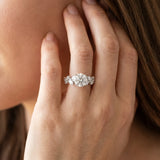 White gold Round Brilliant Diamond Solitaire with Marquise and Pear Accent Stones on a Split Shank Band with Four-Prong Setting_29
