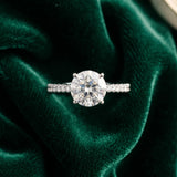 White gold Round Brilliant Diamond Solitaire with Pavé Band and Four-Prong Setting_15