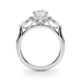 White gold Round Brilliant Diamond Solitaire with Side Stones on a Tapered Band and Four-Prong Setting 1