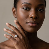 White gold Round Brilliant Diamond Solitaire with Side Stones on a Tapered Band and Four-Prong Setting_28